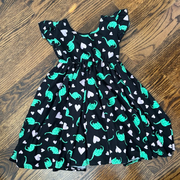 DotDotSmile - Toddler Girl's Dress - Ballerina Dinosaur Heart Dress in 3/4 - Picture 4 of 5